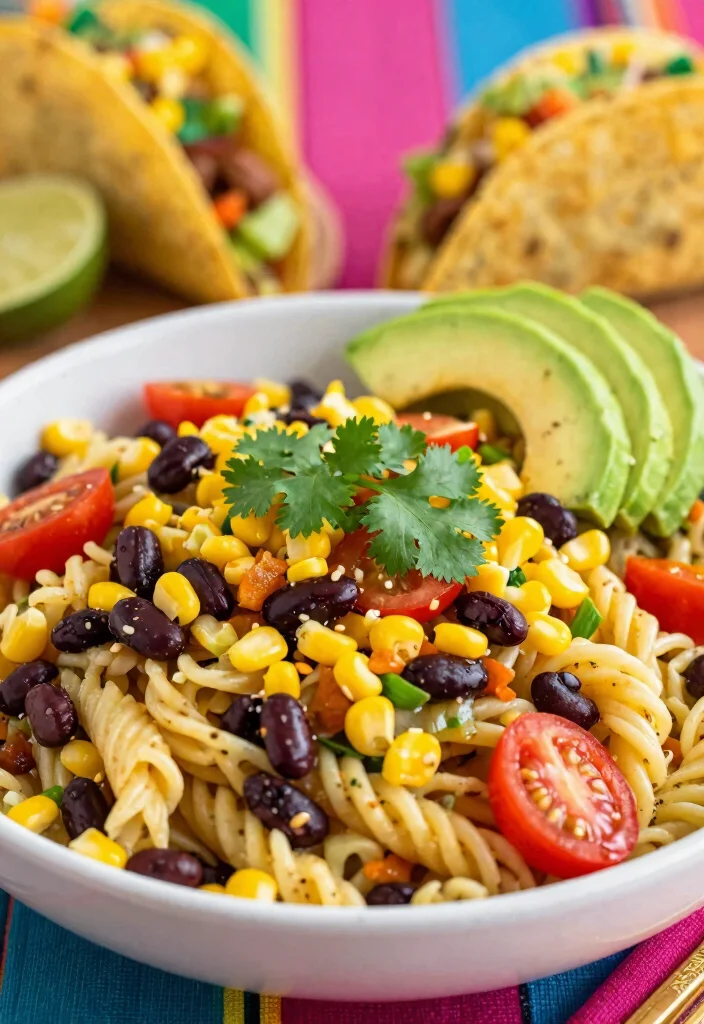 10 Vegan Pasta Salad Recipes for Fresh Easy Meal Bowls - 5. Taco-Inspired Pasta Salad