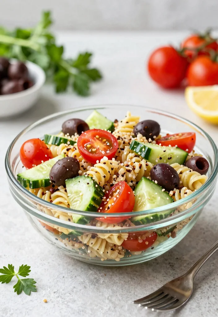 10 Vegan Pasta Salad Recipes for Fresh Easy Meal Bowls - 7. Greek Quinoa Pasta Salad