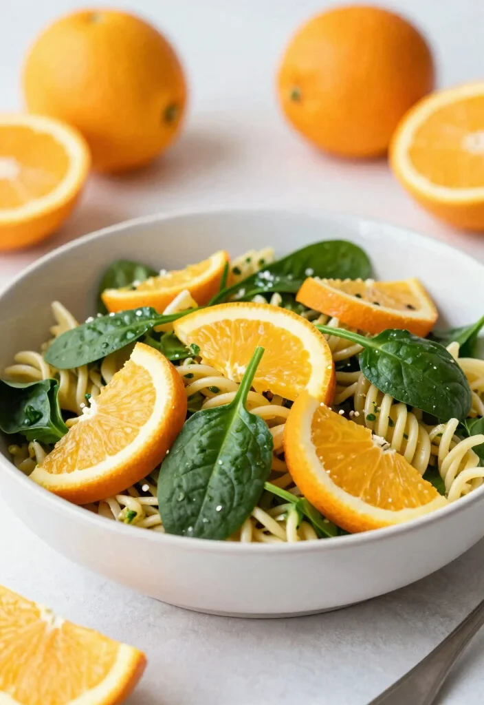 10 Vegan Pasta Salad Recipes for Fresh Easy Meal Bowls - 9. Citrus Spinach Pasta Salad