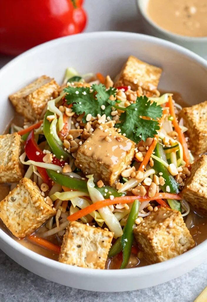 10 Vegetarian Protein Salad Recipes for Easy Filling Meals - 7. Thai Peanut Tofu Salad