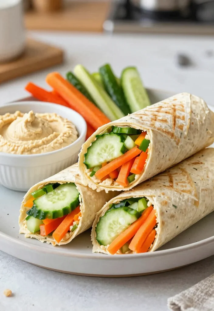 10 Vegetarian Recipes for Picky Eaters with Mild Easy Flavors - 8. Hummus and Veggie Wraps