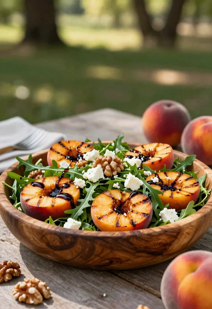 12 Healthy Peach Recipes for Fresh Light Seasonal Eating - 1. Grilled Peach and Arugula Salad