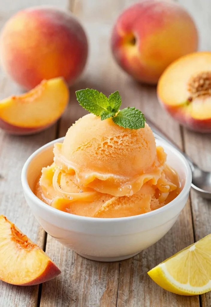 12 Healthy Peach Recipes for Fresh Light Seasonal Eating - 3. Healthy Peach Sorbet