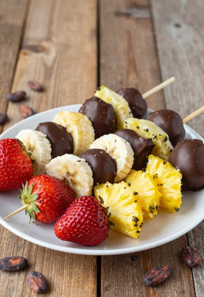 12 Healthy Sweet Snack Recipes for Light Naturally Sweet Bites - 8. Chocolate-Dipped Fruit Skewers