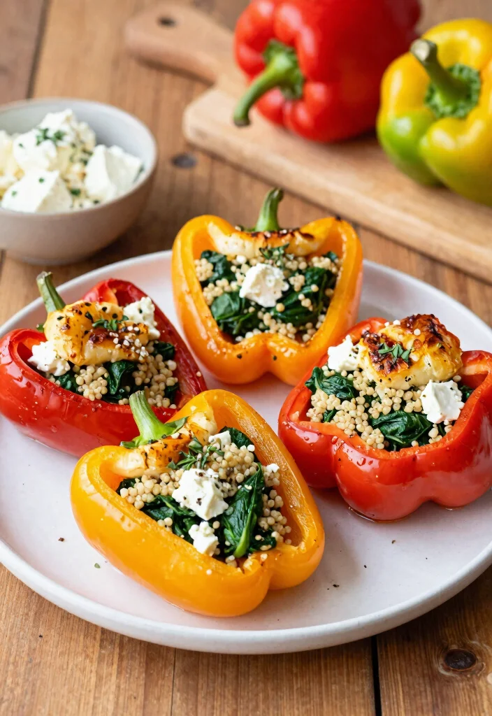 12 Low-Carb Vegetarian Recipes for Light Flavorful Meals - 3. Spinach and Feta Stuffed Peppers