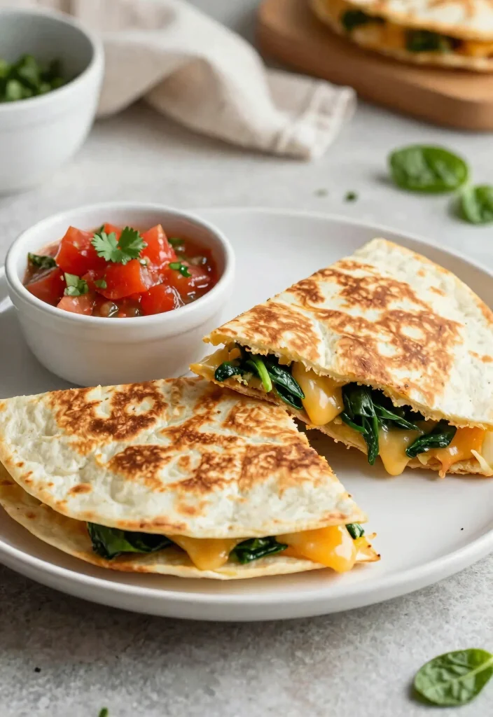 8 Three-Ingredient Vegetarian Recipes for Fast Simple Meals - 3. Spinach and Cheese Quesadilla