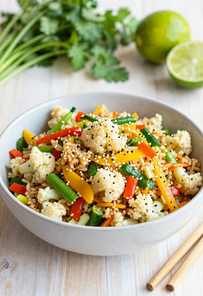 8 Three-Ingredient Vegetarian Recipes for Fast Simple Meals - 7. Cauliflower Rice Stir-fry