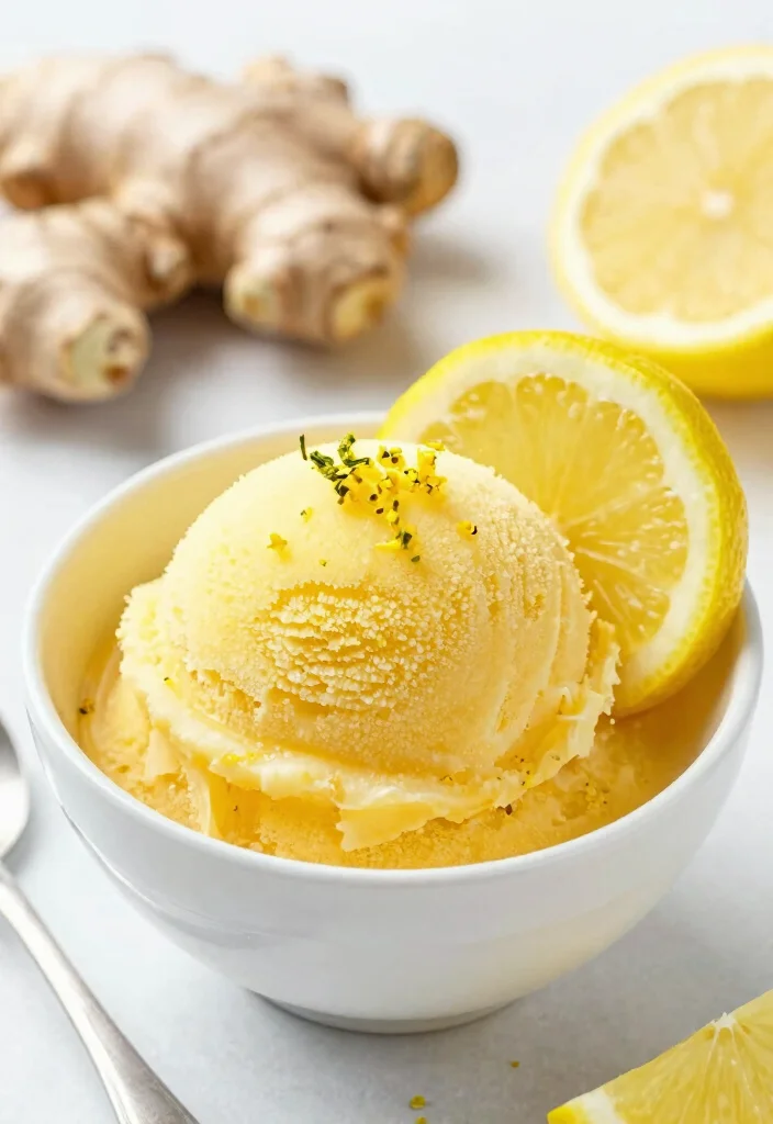 8 Vegan Ninja Creami Recipes for Light Easy Frozen Treats - 4. Zesty Lemon Ginger Sorbet